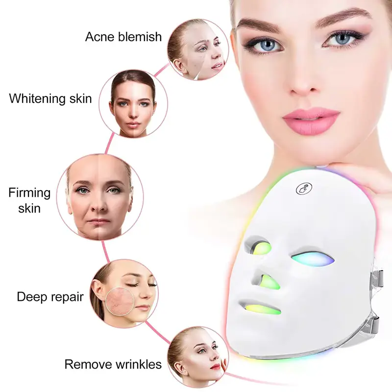 LED სინათლის თერაპიის სახის ნიღაბი – 7 ფერის LED Face Mask კანის მოვლისთვის