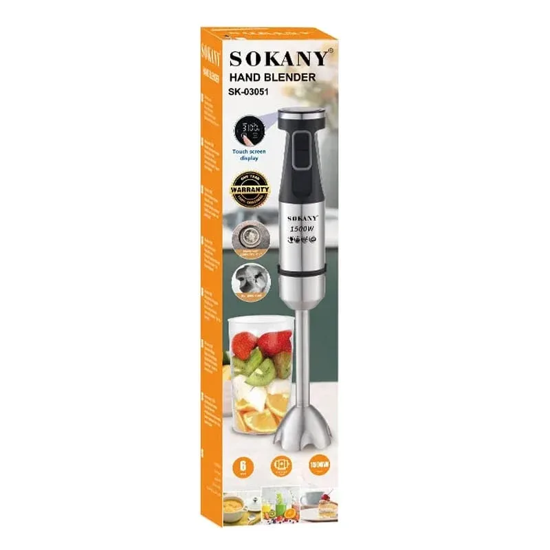 ხელის ბლენდერი Sokany SK-03051 - 1500W, 6 სიჩქარით და სენსორული ეკრანით — ფოტო 3 / 3