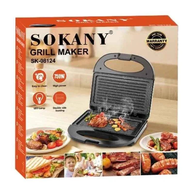 გრილ-ტოსტერი Sokany SK-08124 - 750W, 2 ჭრილი, არაწებვადი საფარით — ფოტო 3 / 3