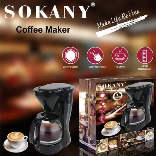 ყავის აპარატი Sokany CM-102 - მუდმივი ფილტრით, 750 მლ, 650W — ფოტო 3 / 3