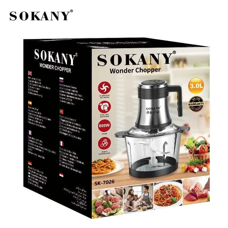 Sokany SK-7026 Chopper - 800W with a Shock-Proof Glass Bowl and 4 Blades — photo 4 of 4