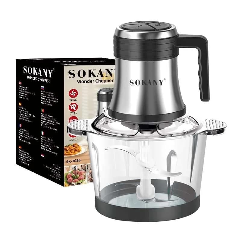 Sokany SK-7026 Chopper - 800W with a Shock-Proof Glass Bowl and 4 Blades — photo 3 of 4