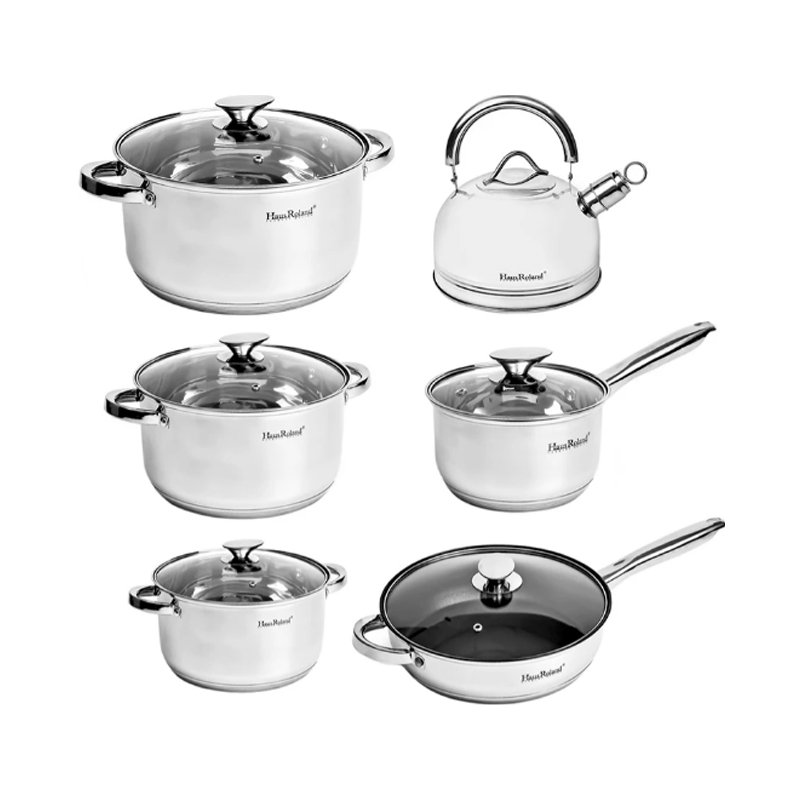 სამზარეულოს ქვაბების 12 ნაჭრიანი ნაკრები HAUS ROLAND HR-150-1